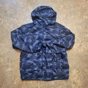 Uniqlo Windbreaker Jacket Womens XL Gray Long Sleeve Camo Lightweight Packable